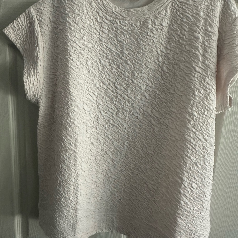 See and Be Seen Textured Short Sleeve Set Small Ivory/Blush - Picture 4 of 9